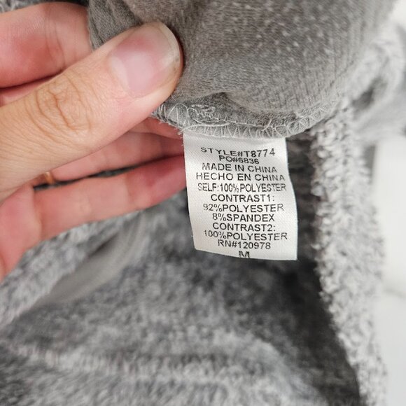 Entro Fuzzy Gray Sherpa Quarter Zip Long Sleeve Grey Pullover Sweatshirt Medium - Picture 13 of 13